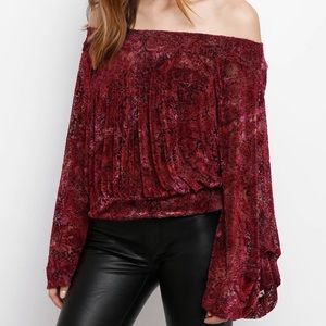 Free People off the shoulder, long sleeve top